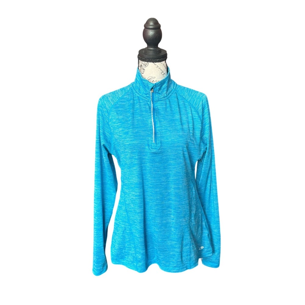 Champion C9 Duo Dry Blue Space Dye Quarter Zip Pullover Thumbholes Womens Medium